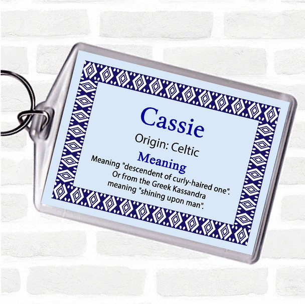Cassie Name Meaning Bag Tag Keychain Keyring  Blue