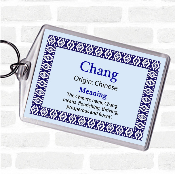 Chang Name Meaning Bag Tag Keychain Keyring  Blue