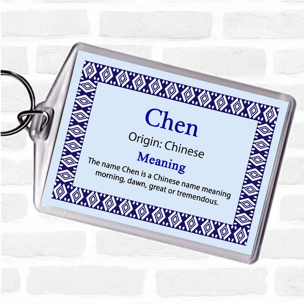 Chen Name Meaning Bag Tag Keychain Keyring  Blue