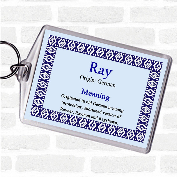 Ray Name Meaning Bag Tag Keychain Keyring  Blue
