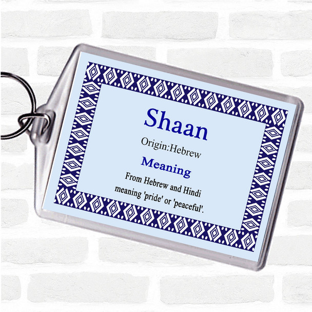 Shaan Name Meaning Bag Tag Keychain Keyring  Blue