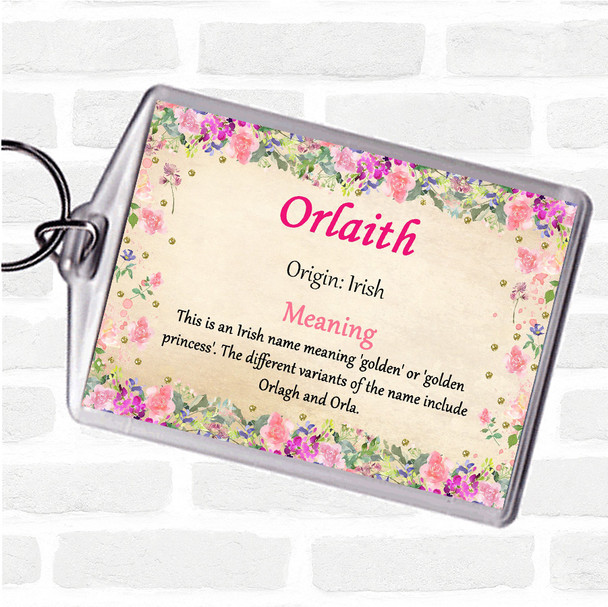 Orlaith Name Meaning Bag Tag Keychain Keyring  Floral