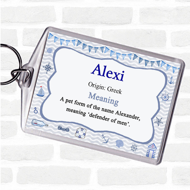 Alexi Name Meaning Bag Tag Keychain Keyring  Nautical