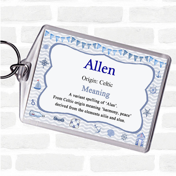 Allen Name Meaning Bag Tag Keychain Keyring  Nautical