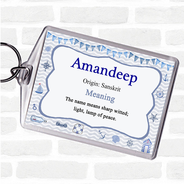 Amandeep Name Meaning Bag Tag Keychain Keyring  Nautical