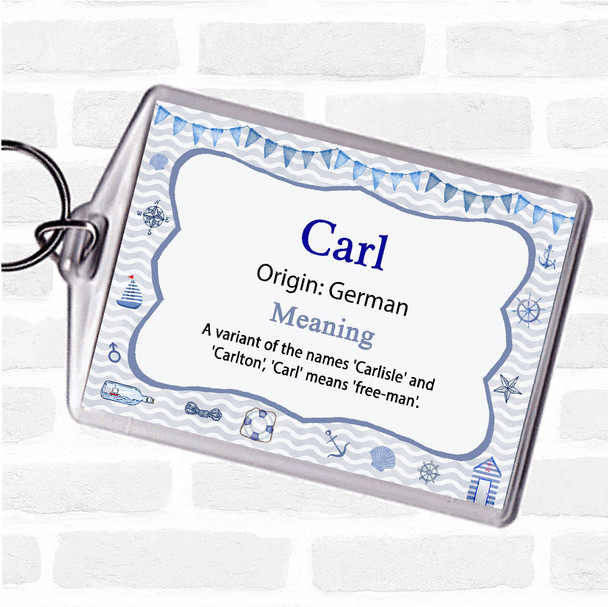 Carl Name Meaning Bag Tag Keychain Keyring  Nautical