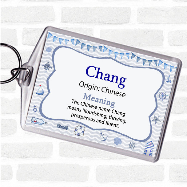 Chang Name Meaning Bag Tag Keychain Keyring  Nautical