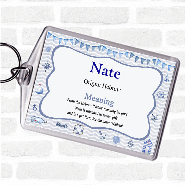 Nate Name Meaning Bag Tag Keychain Keyring  Nautical