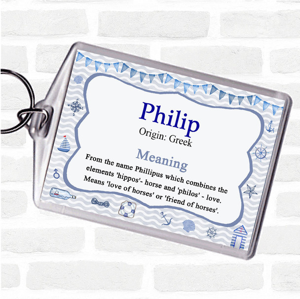 Philip Name Meaning Bag Tag Keychain Keyring  Nautical