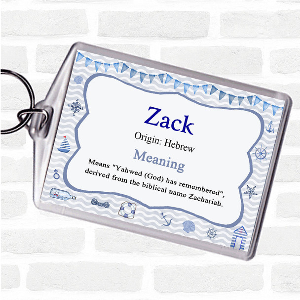 Zack Name Meaning Bag Tag Keychain Keyring  Nautical