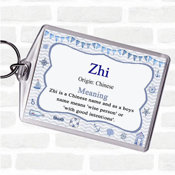 Zhi Name Meaning Bag Tag Keychain Keyring  Nautical