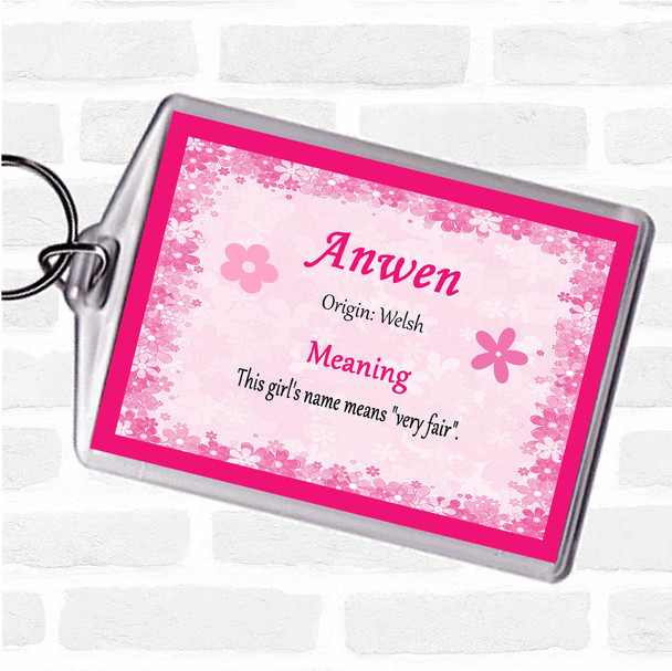 Anwen Name Meaning Bag Tag Keychain Keyring  Pink