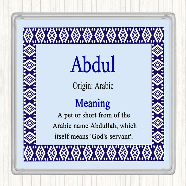 Abdul Name Meaning Drinks Mat Coaster Blue