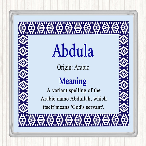 Abdula Name Meaning Drinks Mat Coaster Blue