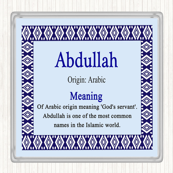 Abdullah Name Meaning Drinks Mat Coaster Blue