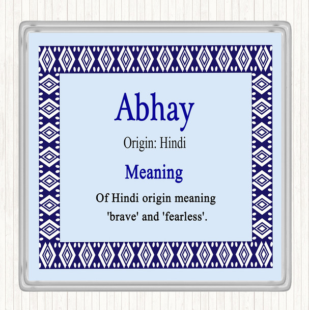 Abhay Name Meaning Drinks Mat Coaster Blue