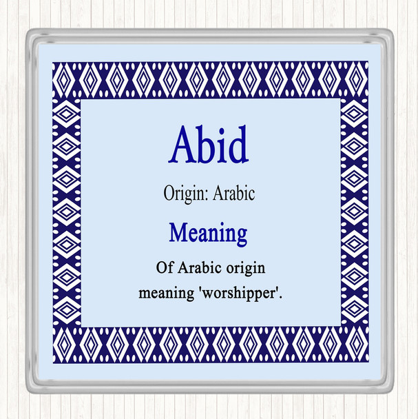 Abid Name Meaning Drinks Mat Coaster Blue