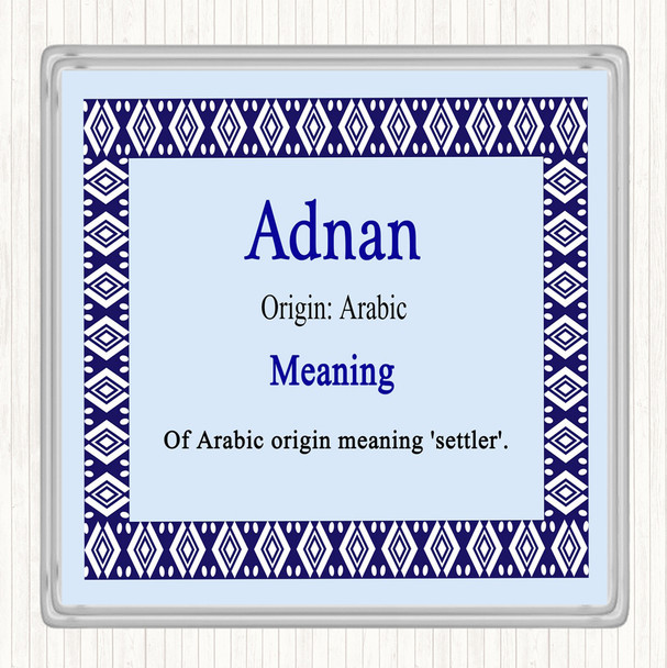Adnan Name Meaning Drinks Mat Coaster Blue