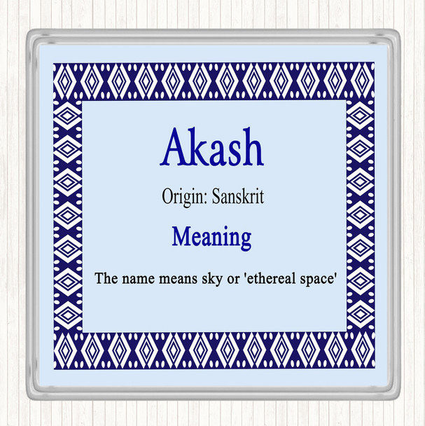 Akash Name Meaning Drinks Mat Coaster Blue