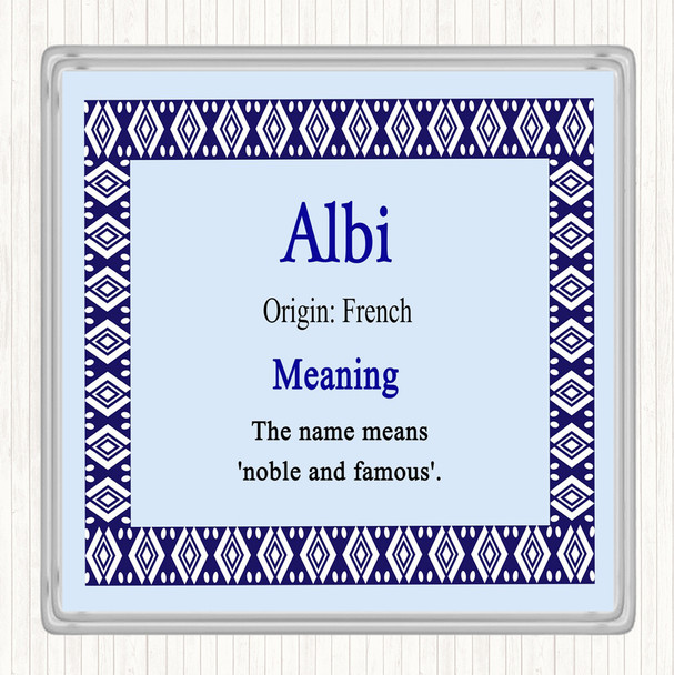 Albi Name Meaning Drinks Mat Coaster Blue