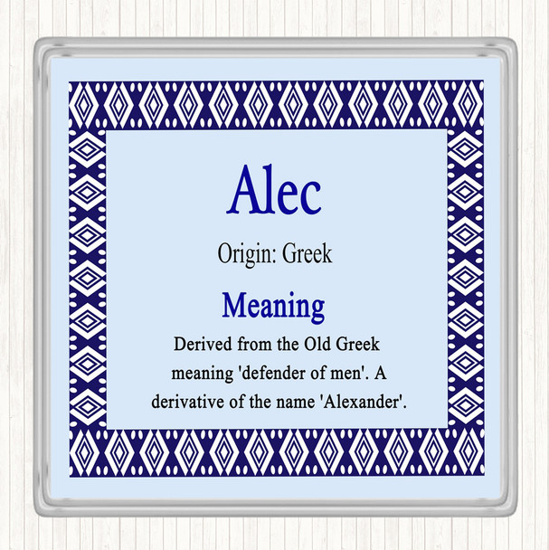 Alec Name Meaning Drinks Mat Coaster Blue