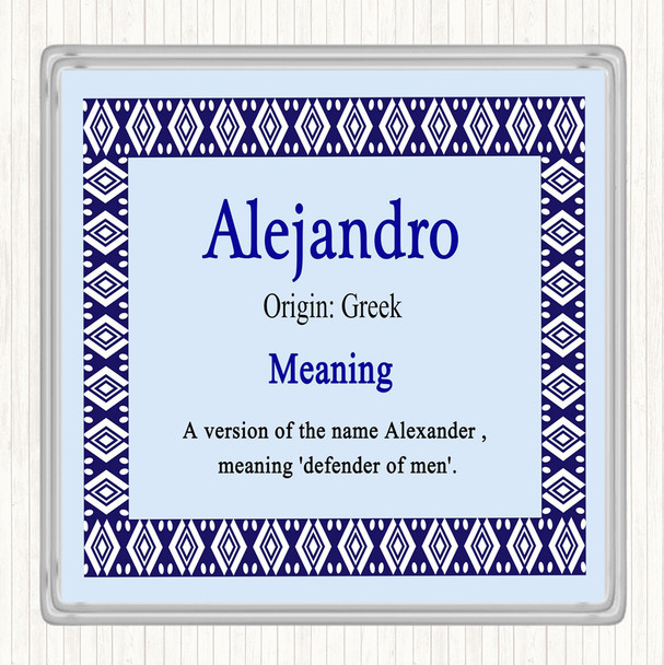 Alejandro Name Meaning Drinks Mat Coaster Blue