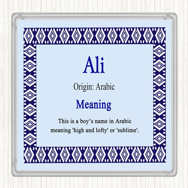 Ali Name Meaning Drinks Mat Coaster Blue