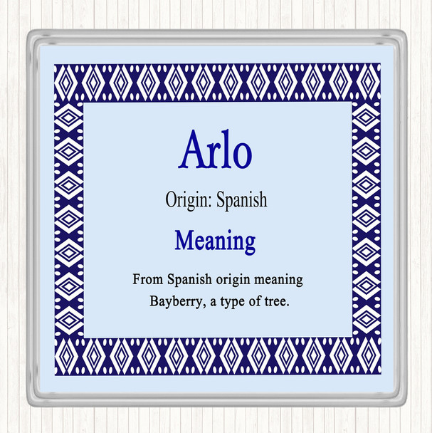 Arlo Name Meaning Drinks Mat Coaster Blue