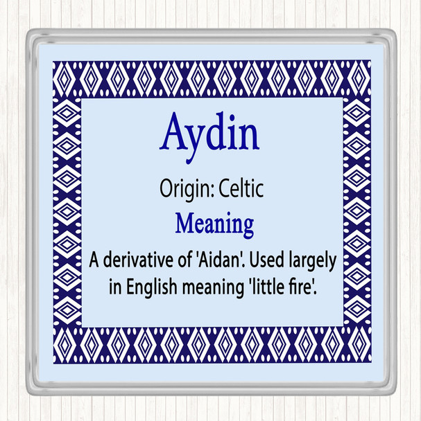 Aydin Name Meaning Drinks Mat Coaster Blue