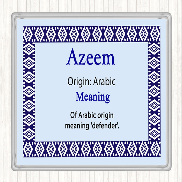 Azeem Name Meaning Drinks Mat Coaster Blue