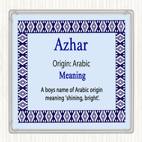 Azhar Name Meaning Drinks Mat Coaster Blue