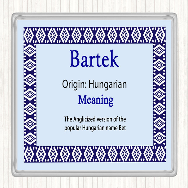 Bartek Name Meaning Drinks Mat Coaster Blue