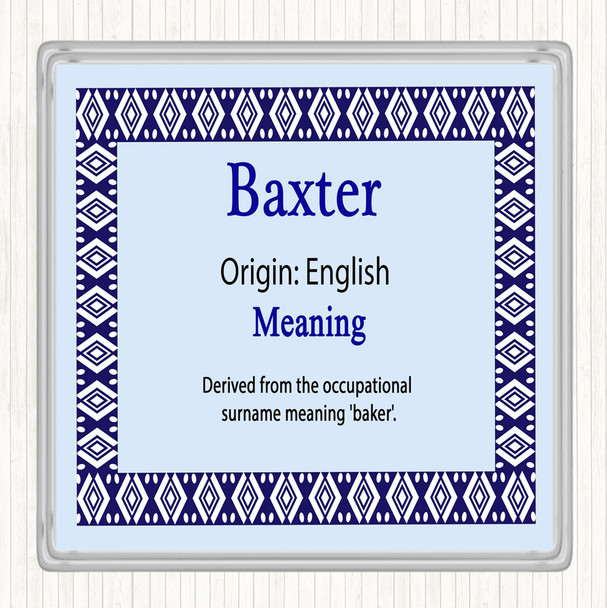Baxter Name Meaning Drinks Mat Coaster Blue
