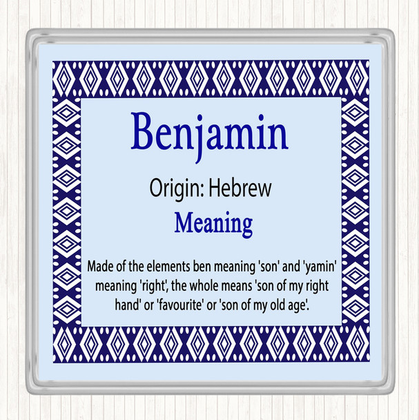 Benjamin Name Meaning Drinks Mat Coaster Blue