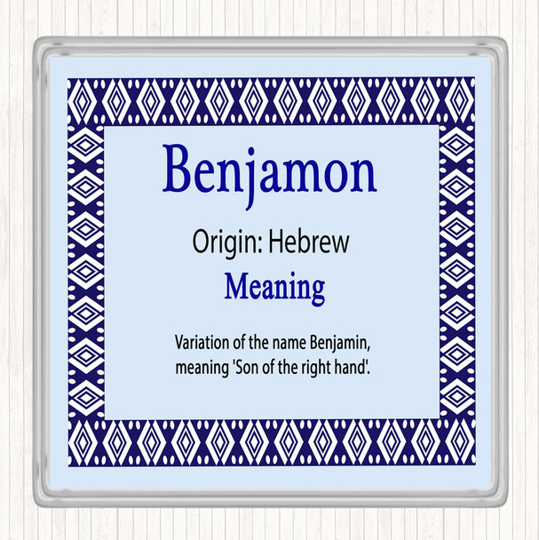 Benjamon Name Meaning Drinks Mat Coaster Blue