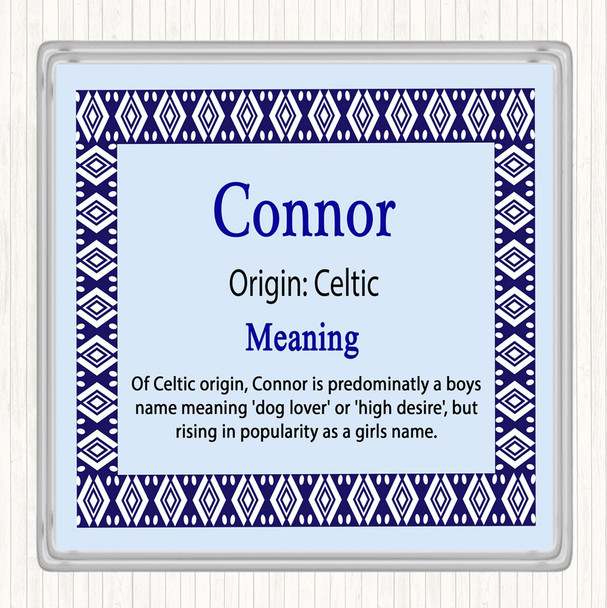 Connor Name Meaning Drinks Mat Coaster Blue