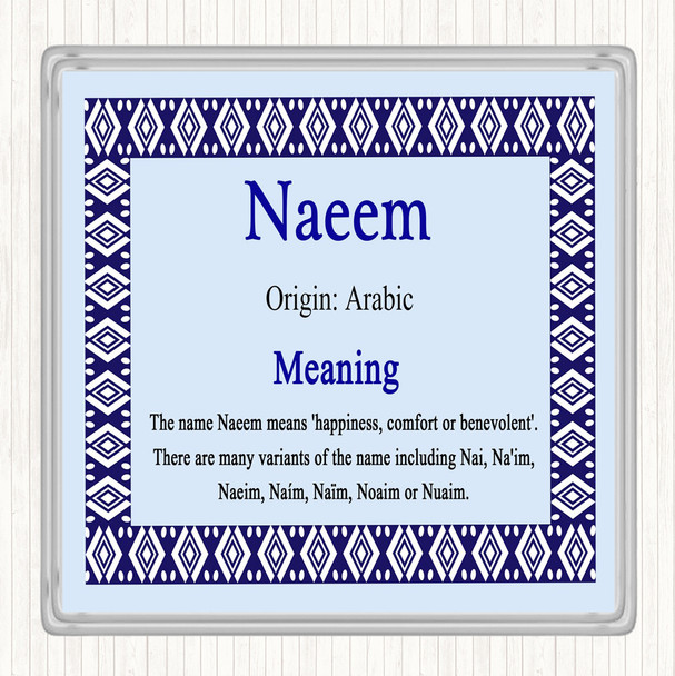 Naeem Name Meaning Drinks Mat Coaster Blue