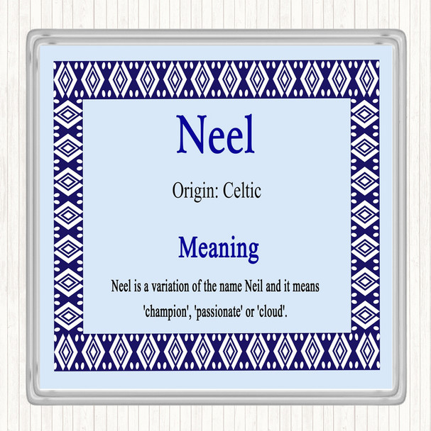 Neel Name Meaning Drinks Mat Coaster Blue