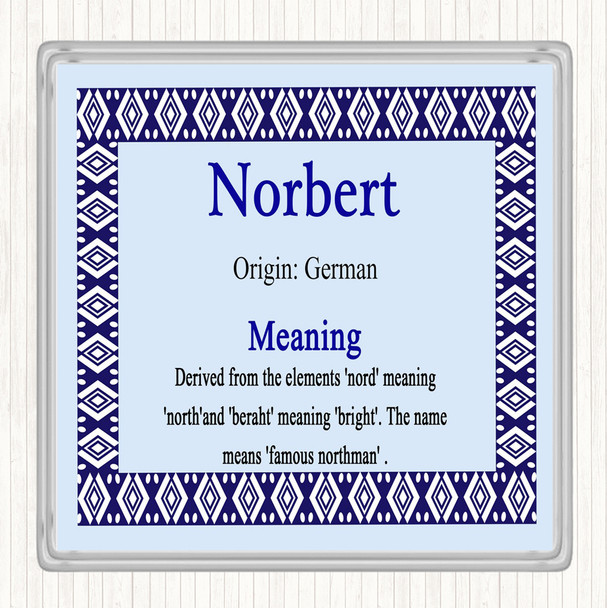 Norbert Name Meaning Drinks Mat Coaster Blue