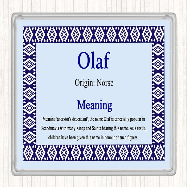 Olaf Name Meaning Drinks Mat Coaster Blue