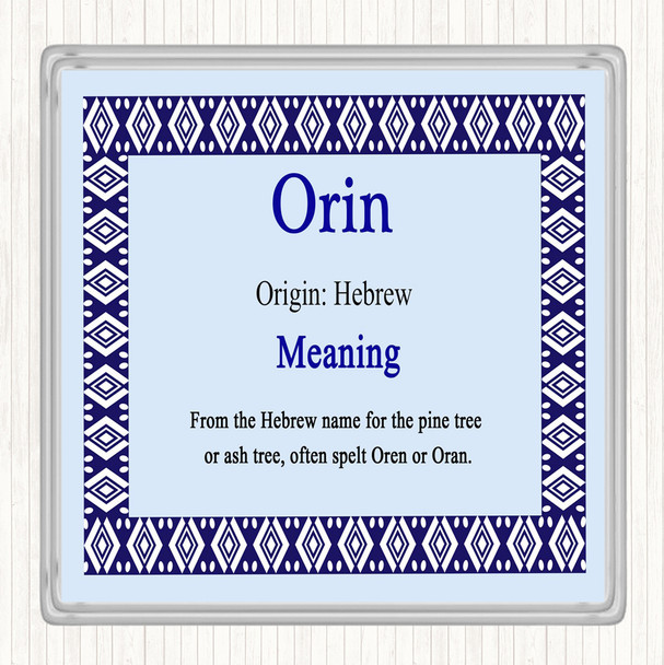 Orin Name Meaning Drinks Mat Coaster Blue