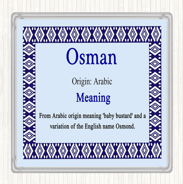 Osman Name Meaning Drinks Mat Coaster Blue
