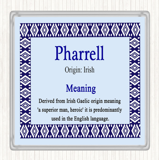 Pharrell Name Meaning Drinks Mat Coaster Blue