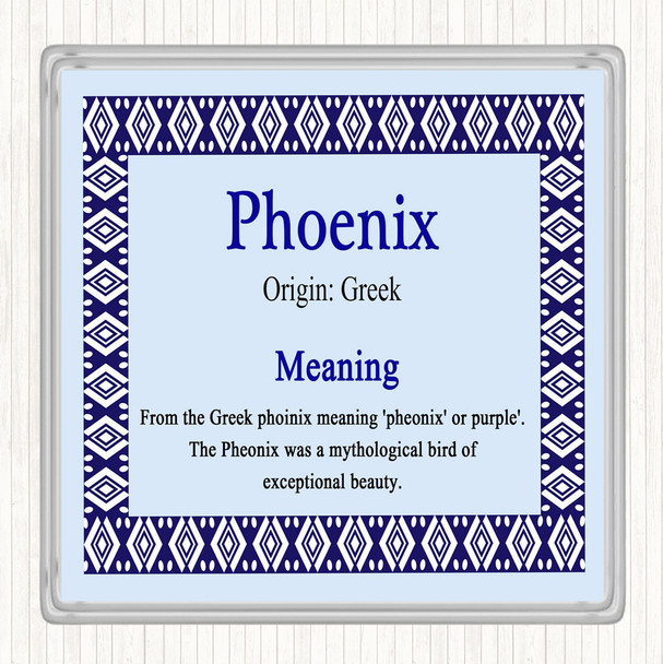 Phoenix Name Meaning Drinks Mat Coaster Blue