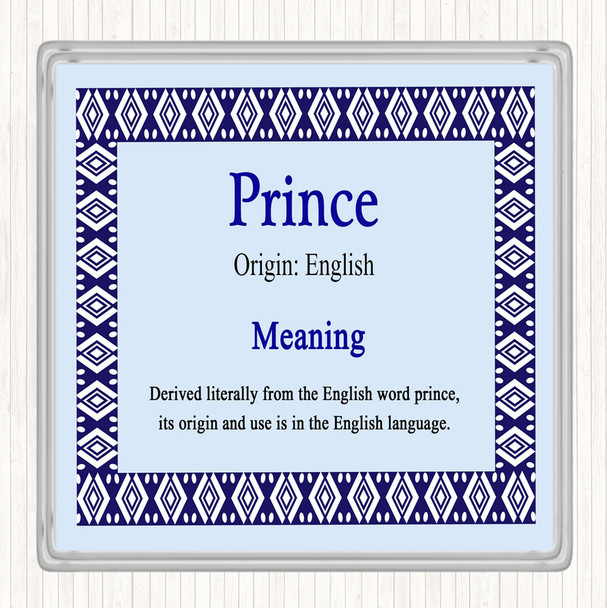 Prince Name Meaning Drinks Mat Coaster Blue