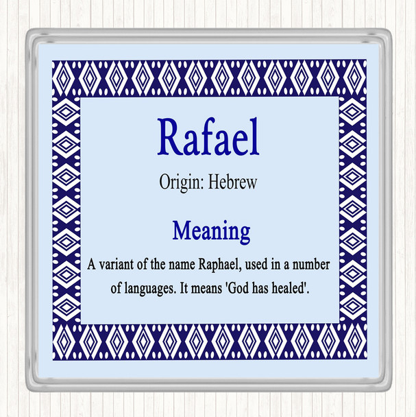 Rafael Name Meaning Drinks Mat Coaster Blue