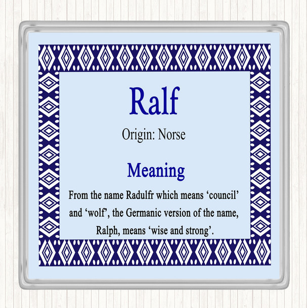 Ralf Name Meaning Drinks Mat Coaster Blue