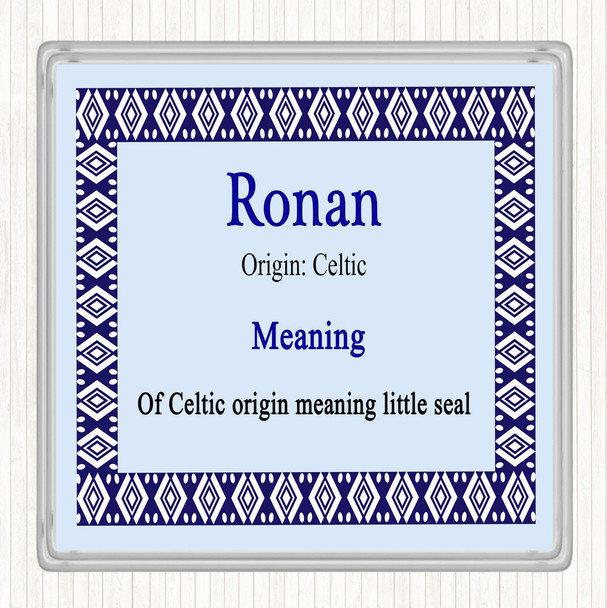Ronan Name Meaning Drinks Mat Coaster Blue