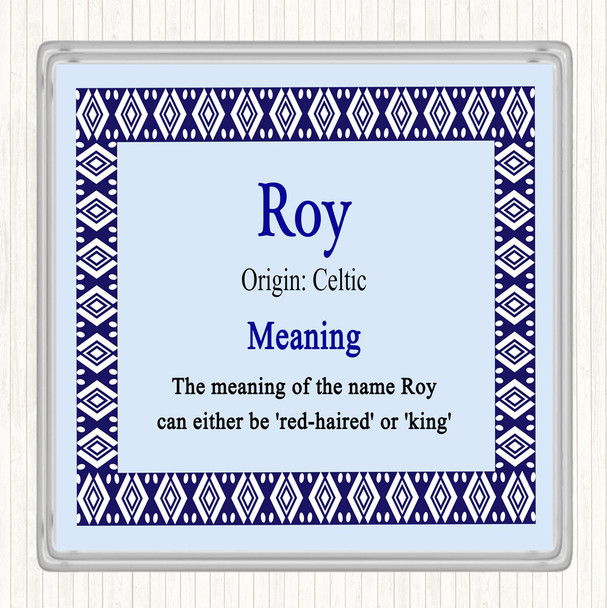 Roy Name Meaning Drinks Mat Coaster Blue