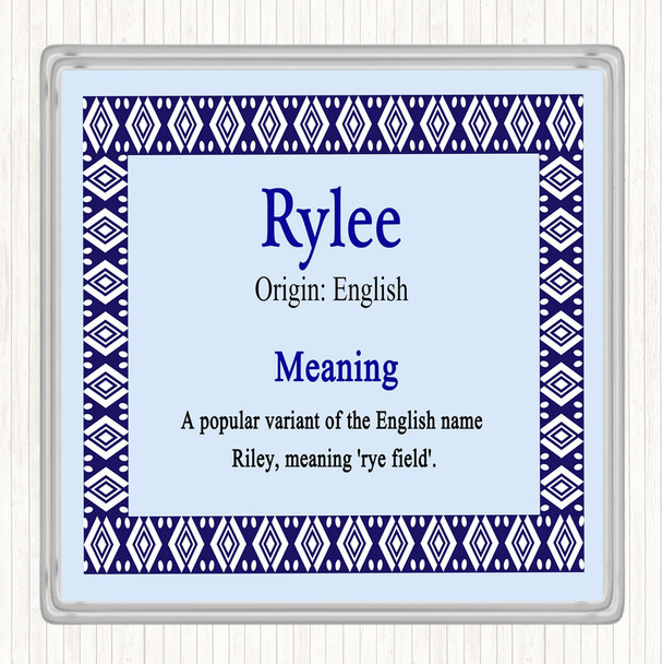 Rylee Name Meaning Drinks Mat Coaster Blue